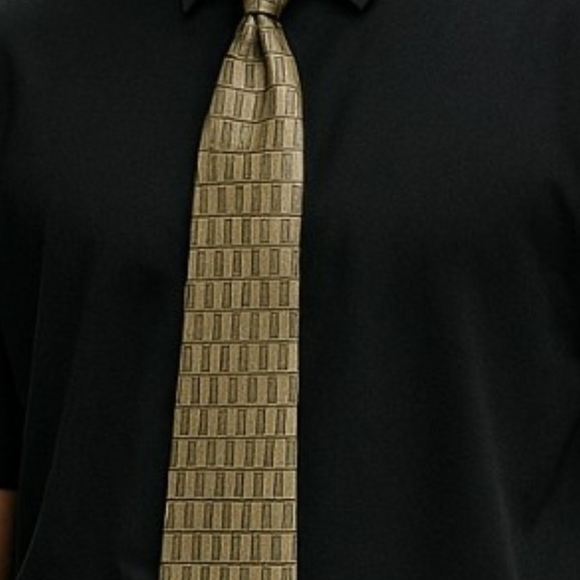 DIMOGGIO Tie 100% Silk, Elegant Gold Patterned Men's Tie - Picture 8 of 8